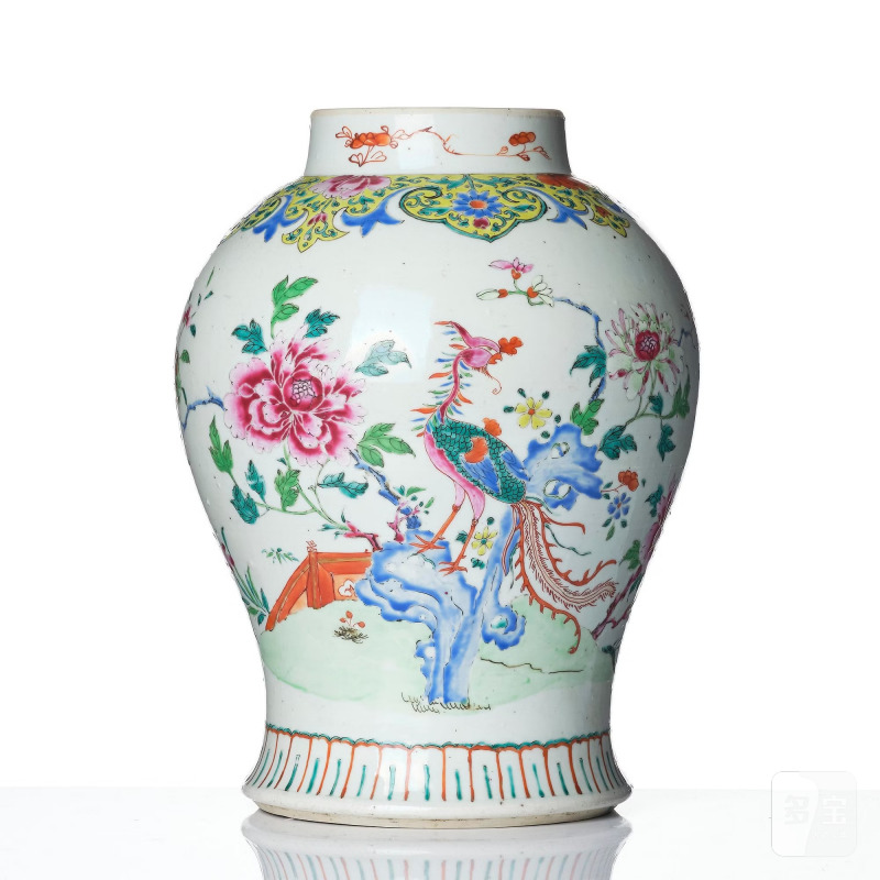 A large famille rose 'peacock' jar, - 图2